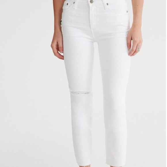 Ag Adriano Goldschmied Denim - AG Isabelle High Rise Straight Crop Jean White